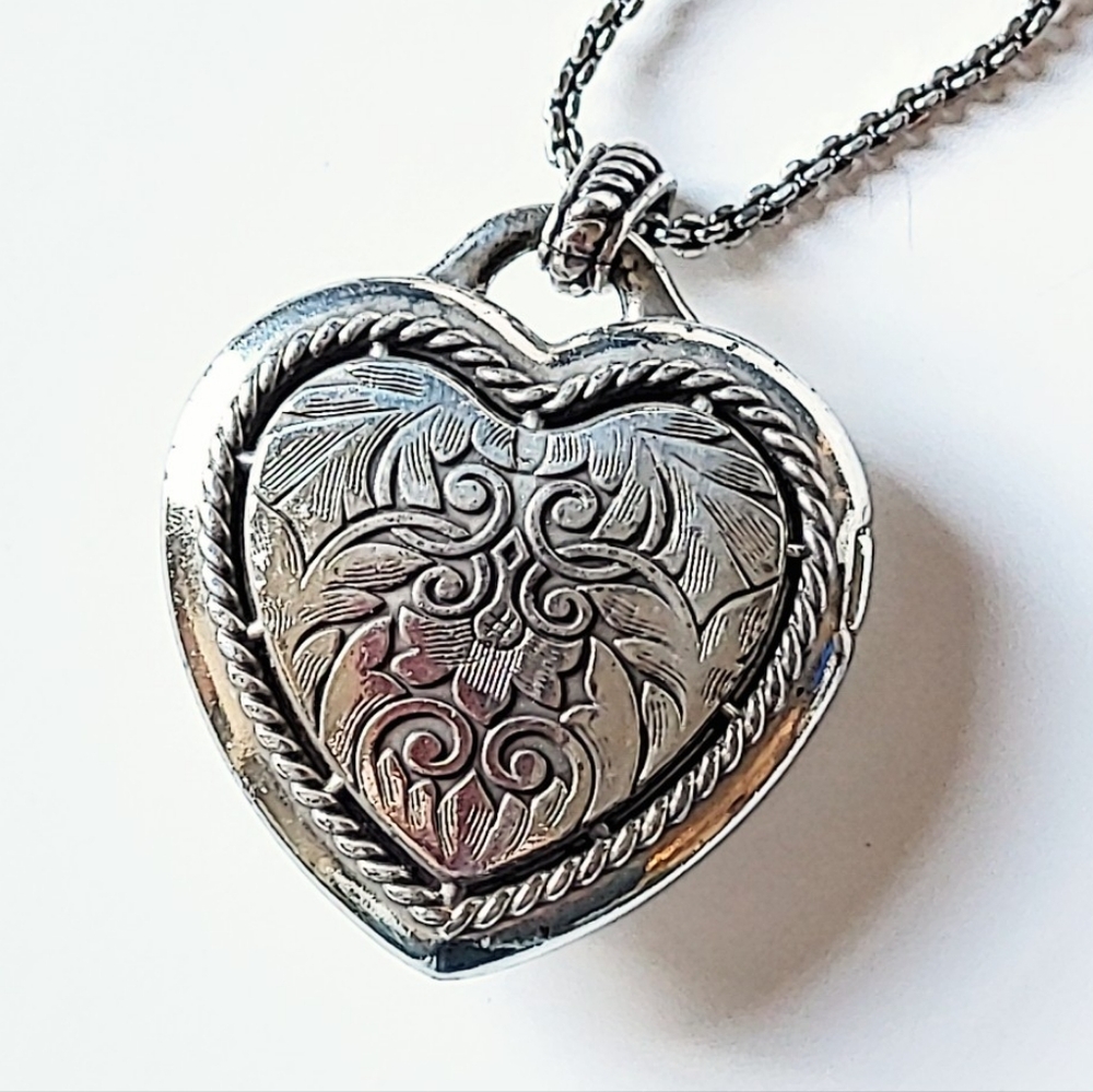 Brighton CRYSTAL ROCKS HEART LOCKET - LIFE IS A JOURNEY - 34" CHAIN - Picture 5 of 7